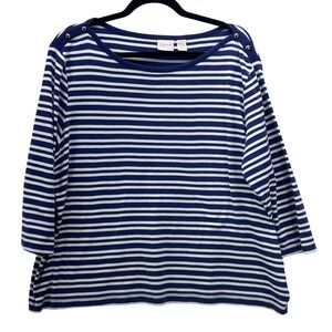 Chicos‎ Striped Top Blue 3 Or XL